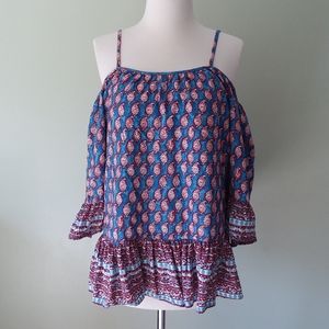 Off the shoulder flowy blue summer top